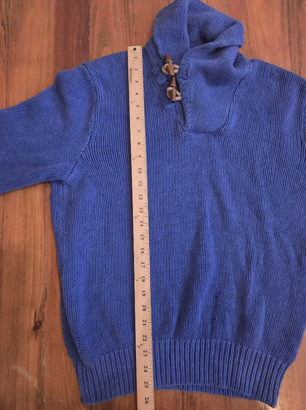 Polo Ralph Lauren Sweater Blue Shawl Collar Toggle Knit Linen Size L - Picture 8 of 8